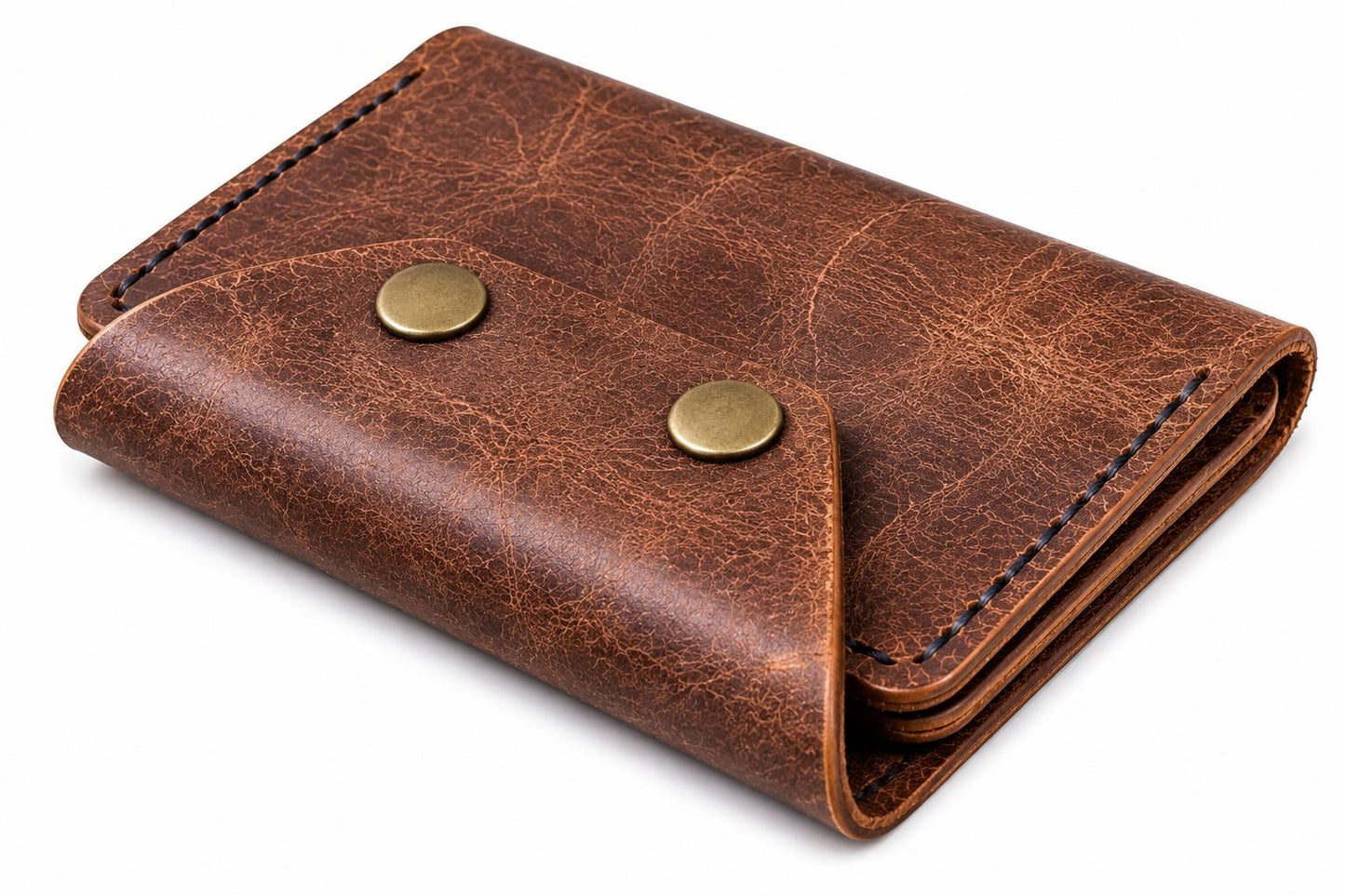 Handmade Full Grain Leather Wallet | 6 Card Slot Leather Wallet | Rustic Minimalist Mens Wallet | Hand Stitched Leather Billfold
