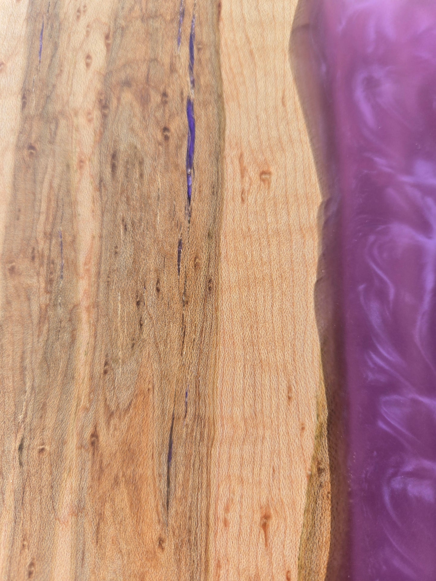 Birds Eye Maple & Purple Epoxy Charcuterie Board – Handmade Serving Board, Rustic Kitchen Decor, Gift for Entertainer