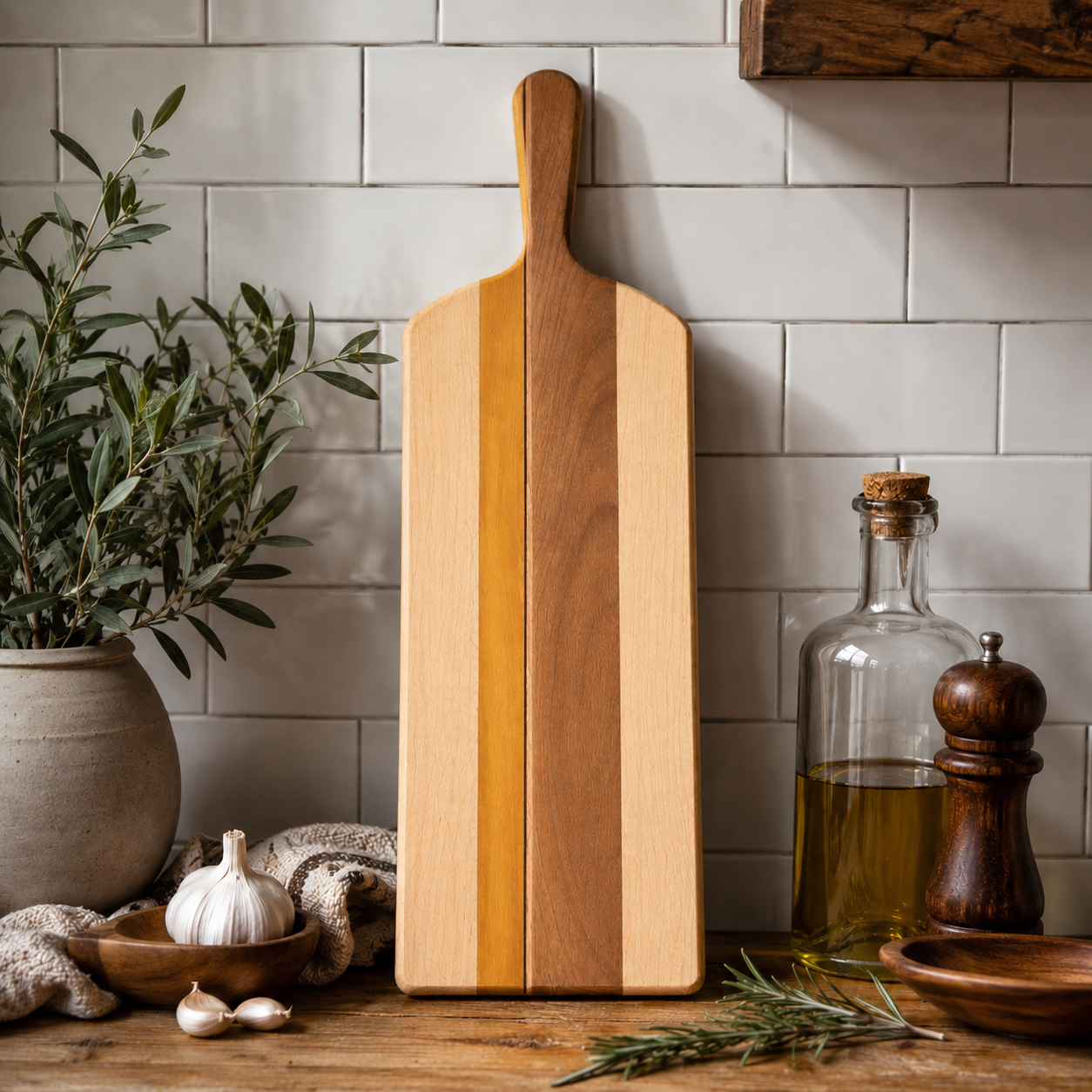 Handmade Hardwood Charcuterie Board | Maple, Cherry & Walnut Serving Board | Rustic Kitchen Decor | Wooden Bread Board | Kentucky Made Gift