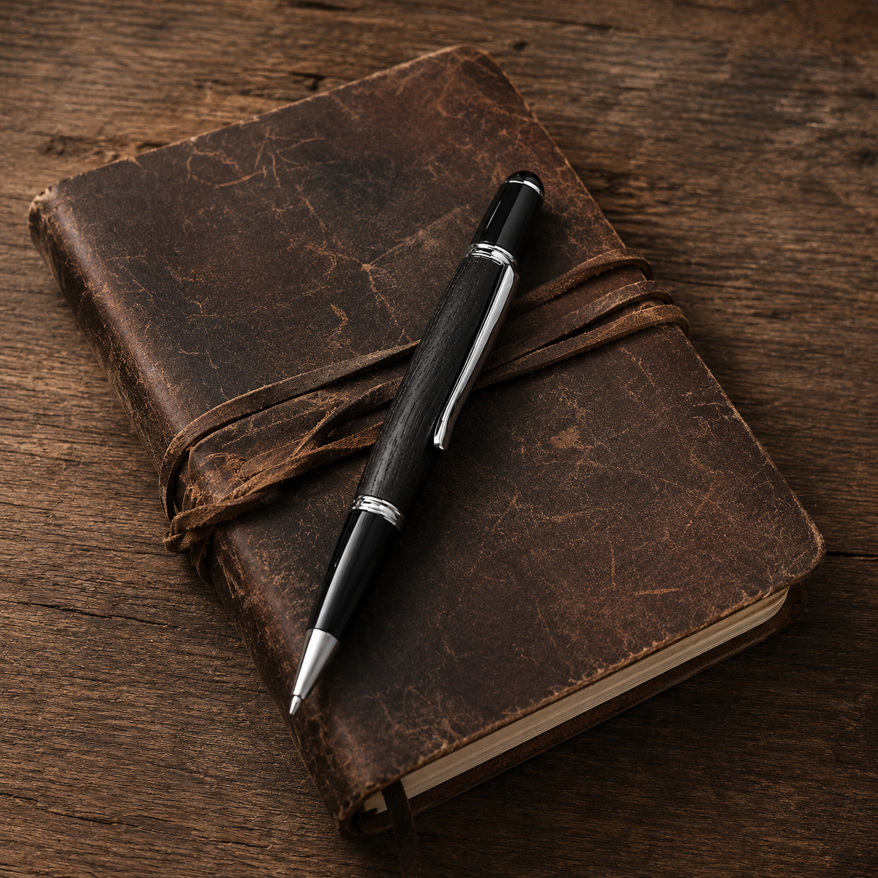 Ancient Bog Oak Pen with Handmade Mahogany & Aspen Wood Case | 4,000-6,000 Year Old English Bog Oak | Luxury Wooden Gift Pen | Executive Desk Pen