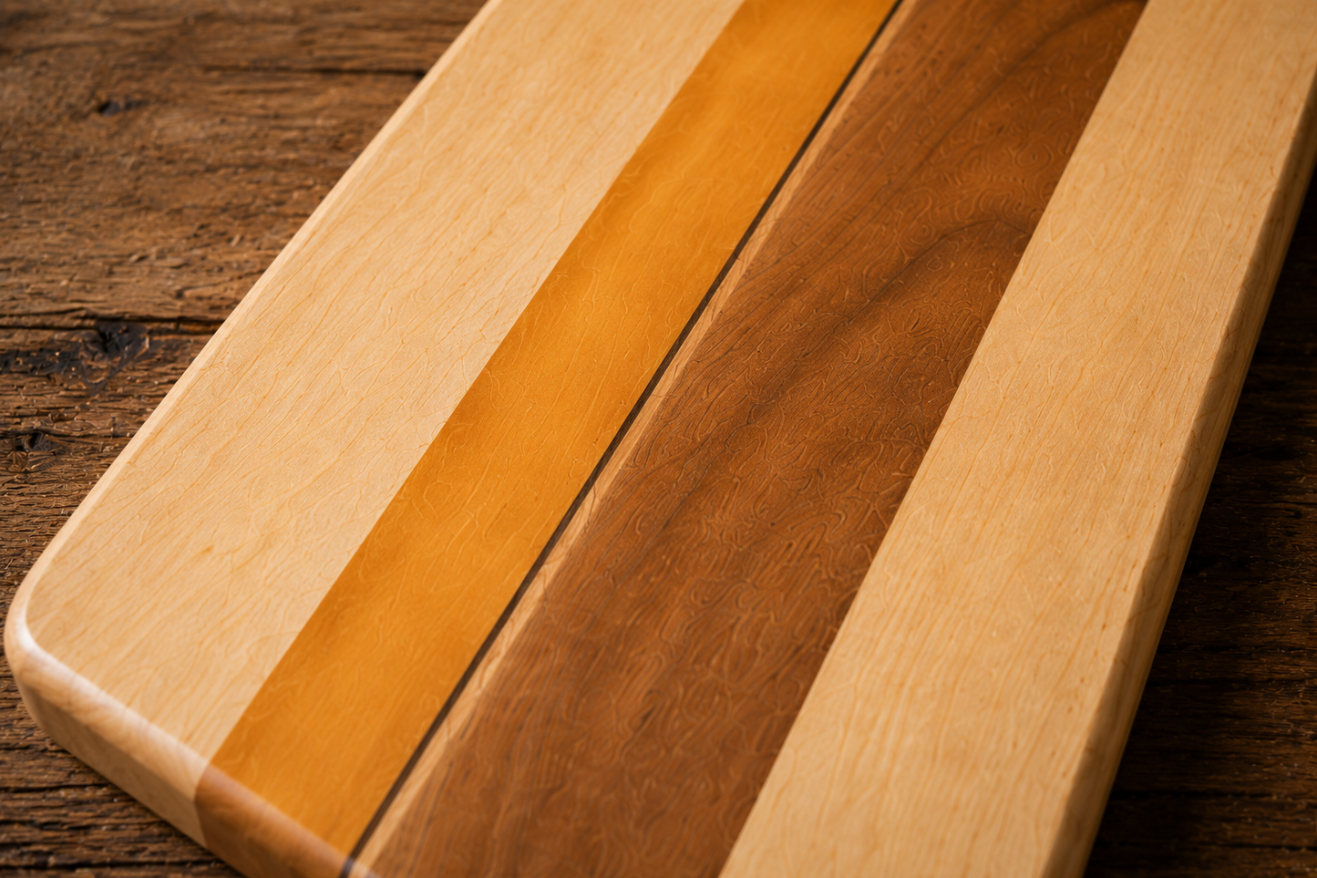 Handmade Hardwood Charcuterie Board | Maple, Cherry & Walnut Serving Board | Rustic Kitchen Decor | Wooden Bread Board | Kentucky Made Gift