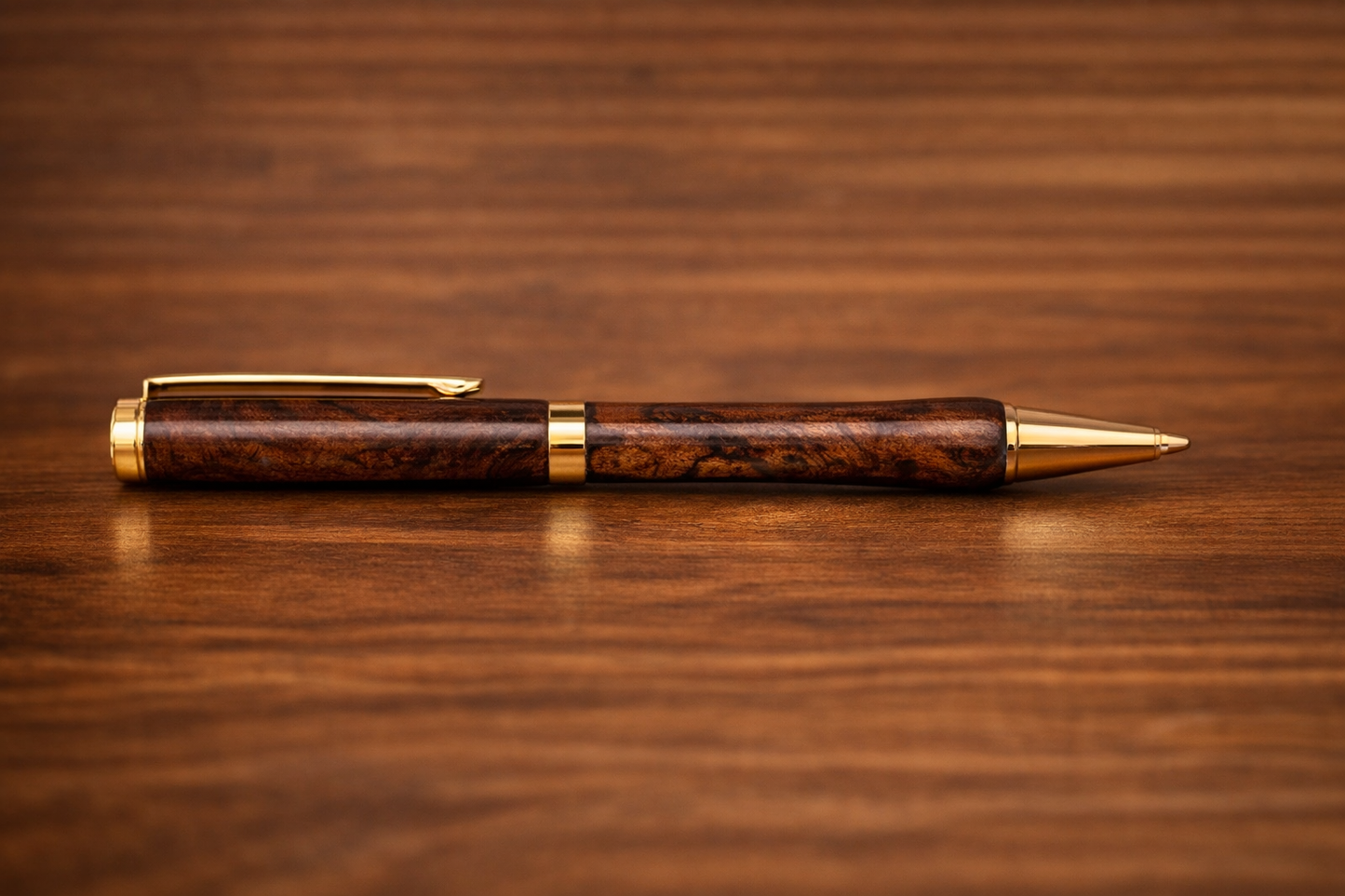 Handcrafted Walnut Burl Ink Pen and Mahogany Case