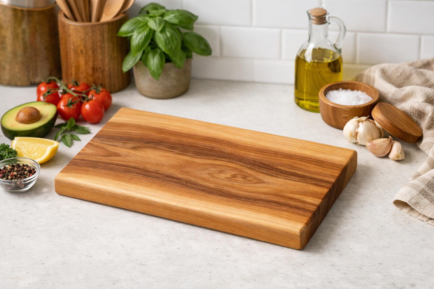 HARZO Single Piece Cutting Board — Purpleheart, Walnut, Maple, Hickory & Cherry