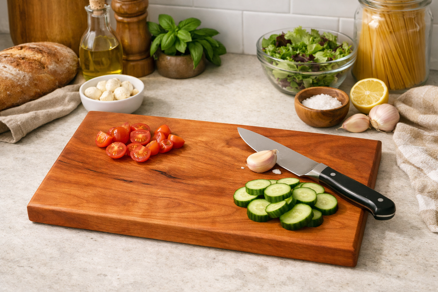 HARZO Single Piece Cutting Board — Purpleheart, Walnut, Maple, Hickory & Cherry