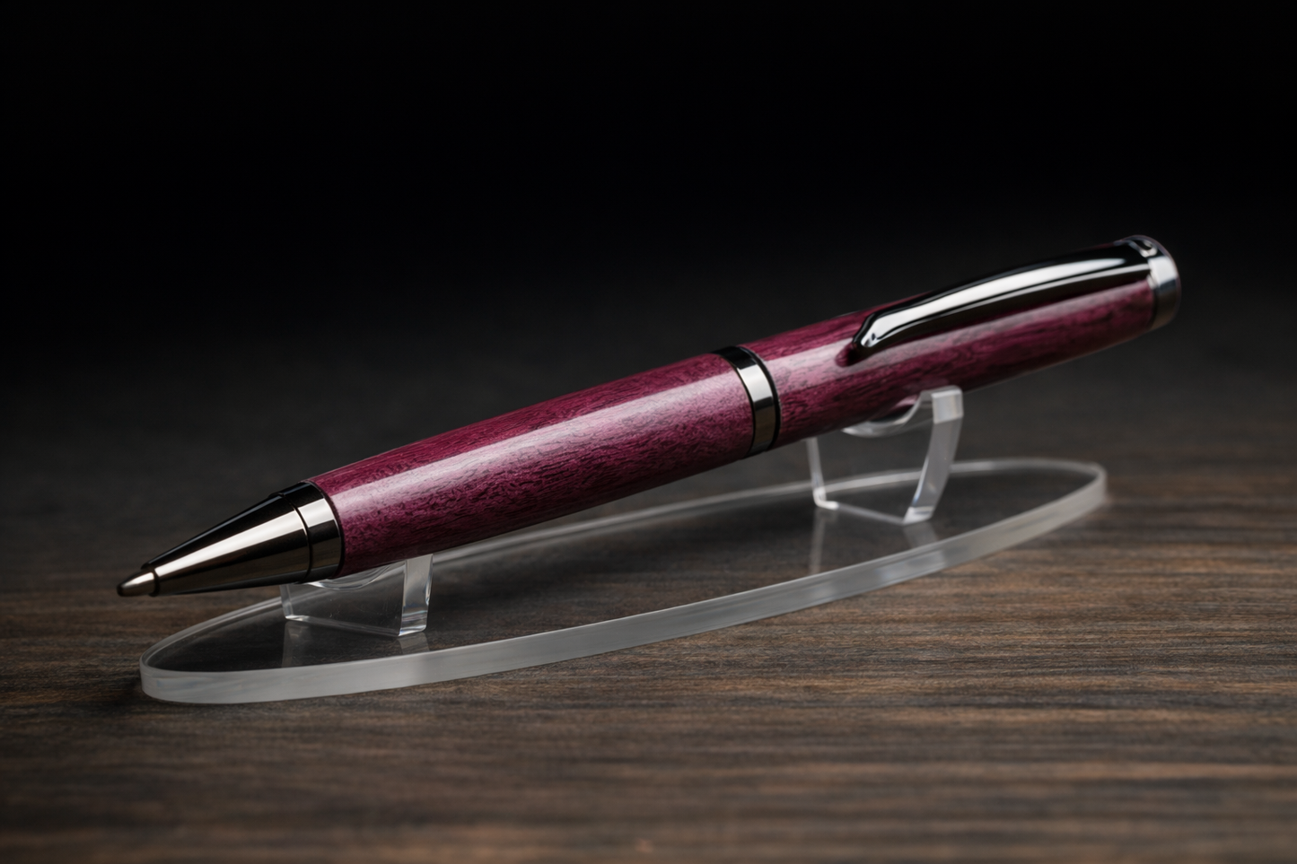 Purpleheart Wood Pen with Two‑Tone Wooden Case — Handcrafted by HARZO in USA