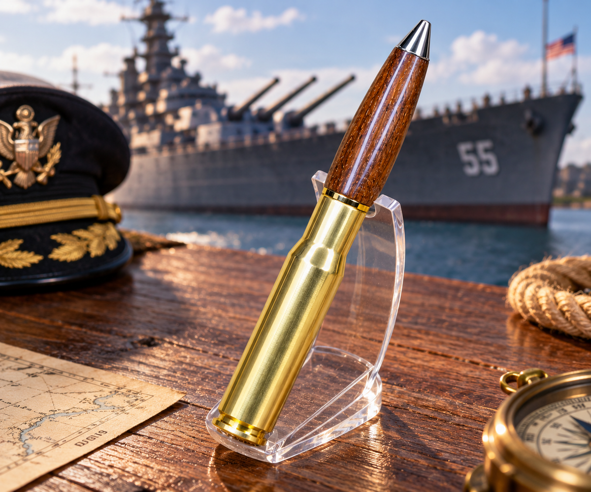 USS North Carolina (BB-55) Historic Teak & .50-Caliber Collector's Pen