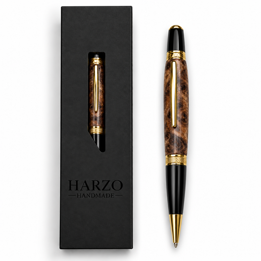 Walnut Burl Luxury Handmade Pen – Gold or Chrome Finish