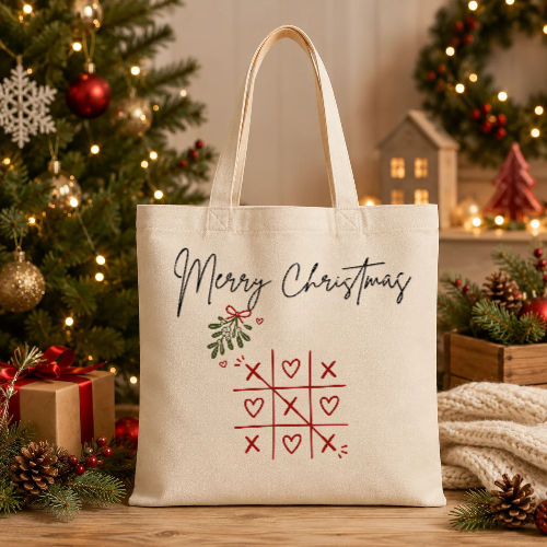 Personalized Christmas Doodle Tote Bag