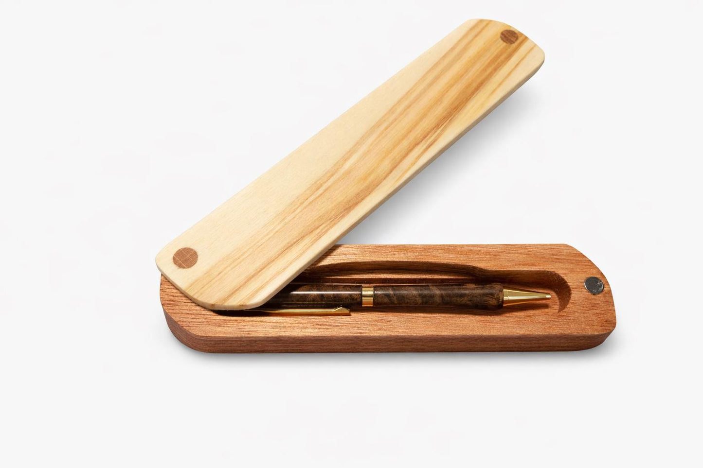 HARZO Handcrafted Walnut Burl Ink Pen and Mahogany Case - MADE in USA