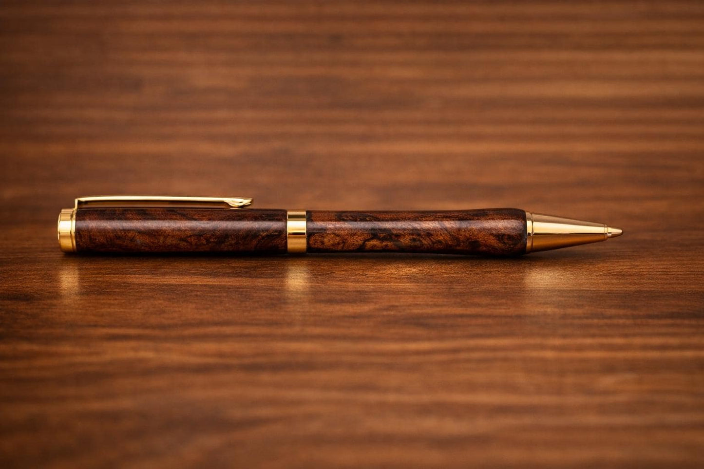 HARZO Handcrafted Walnut Burl Ink Pen and Mahogany Case - MADE in USA