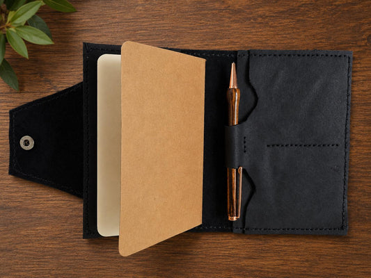 Hand Stitched Leather Traveler's Notebook with Pen Holder | Refillable Journal Cover
