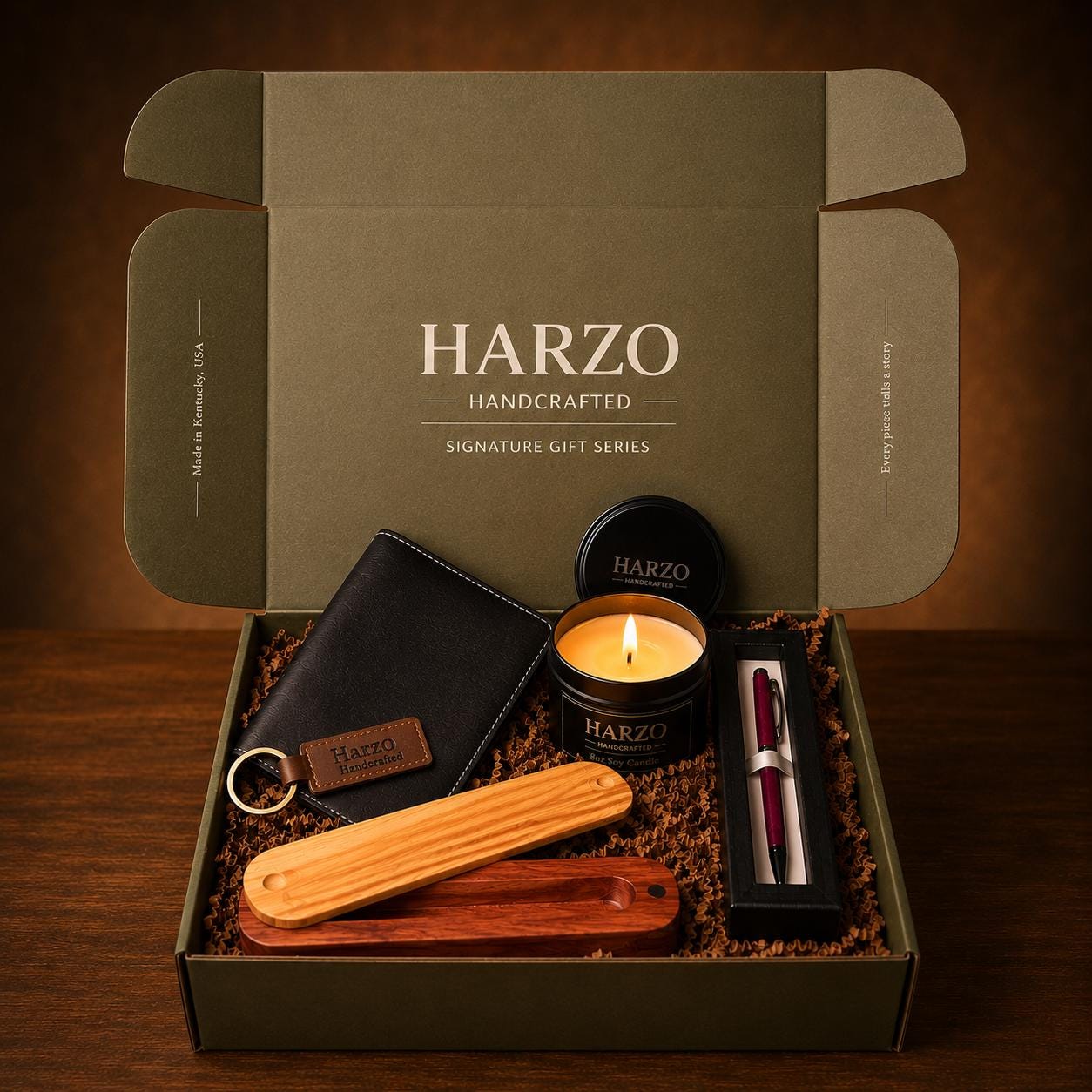The Study - Handcrafted Leather Journal, Pen, Candle, Keychain Gift Set – Kentucky Made