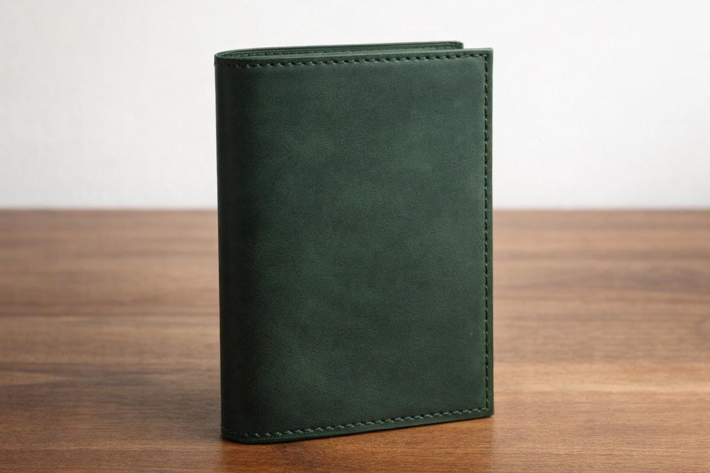 Handmade Green Leather Passport Wallet & Journal Cover – Full‑Grain Travel Organizer for Field Notes, Cards, and Passport