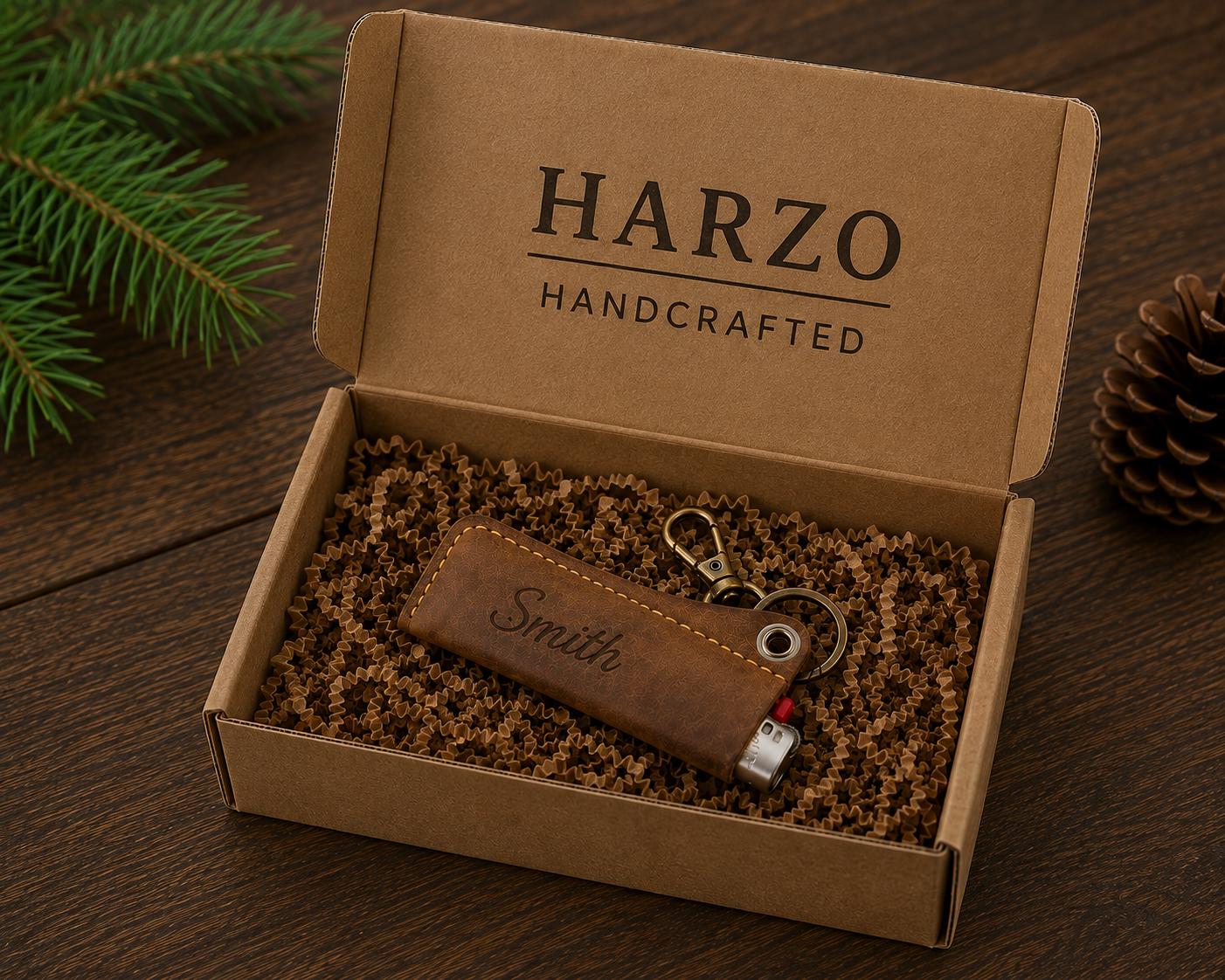 Personalized Full Grain Leather Lighter Holder Keychain, Custom Engraved Leather Lighter Case, Handmade EDC Keychain, Gift for Him