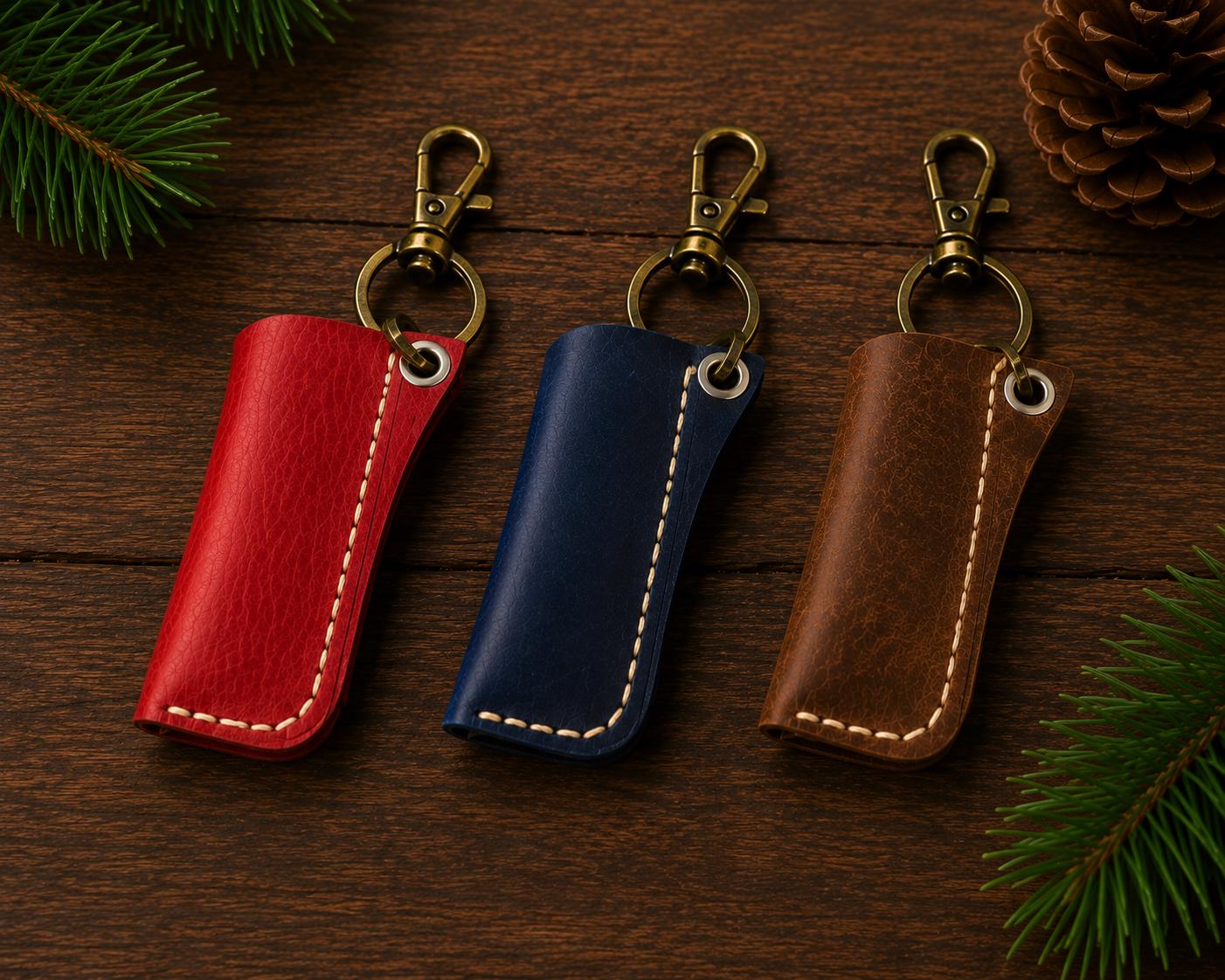 Personalized Full Grain Leather Lighter Holder Keychain, Custom Engraved Leather Lighter Case, Handmade EDC Keychain, Gift for Him