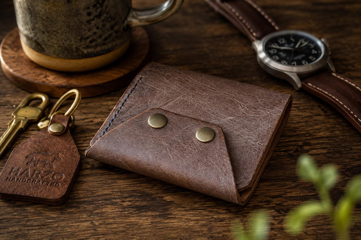 Handmade Full Grain Leather Wallet | 6 Card Slot Leather Wallet | Rustic Minimalist Mens Wallet | Hand Stitched Leather Billfold