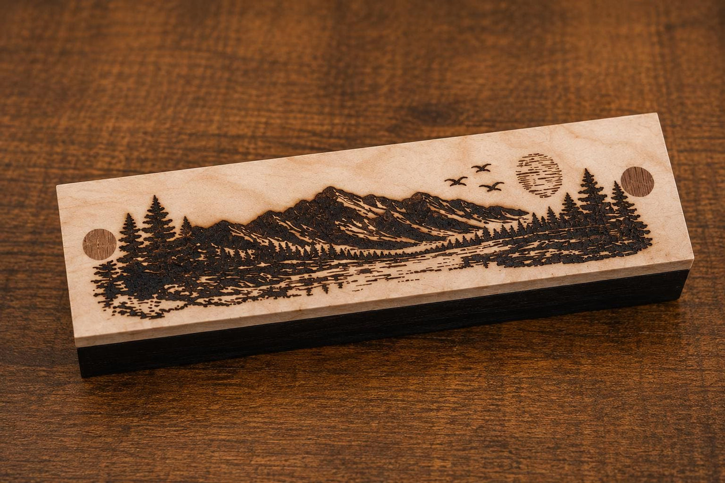 Handmade Wenge & Maple Pen Box, Engraved Wooden Pen Case, Magnetic Lid, Wood Pen Gift Box, Handcrafted Desk Accessory, HARZO