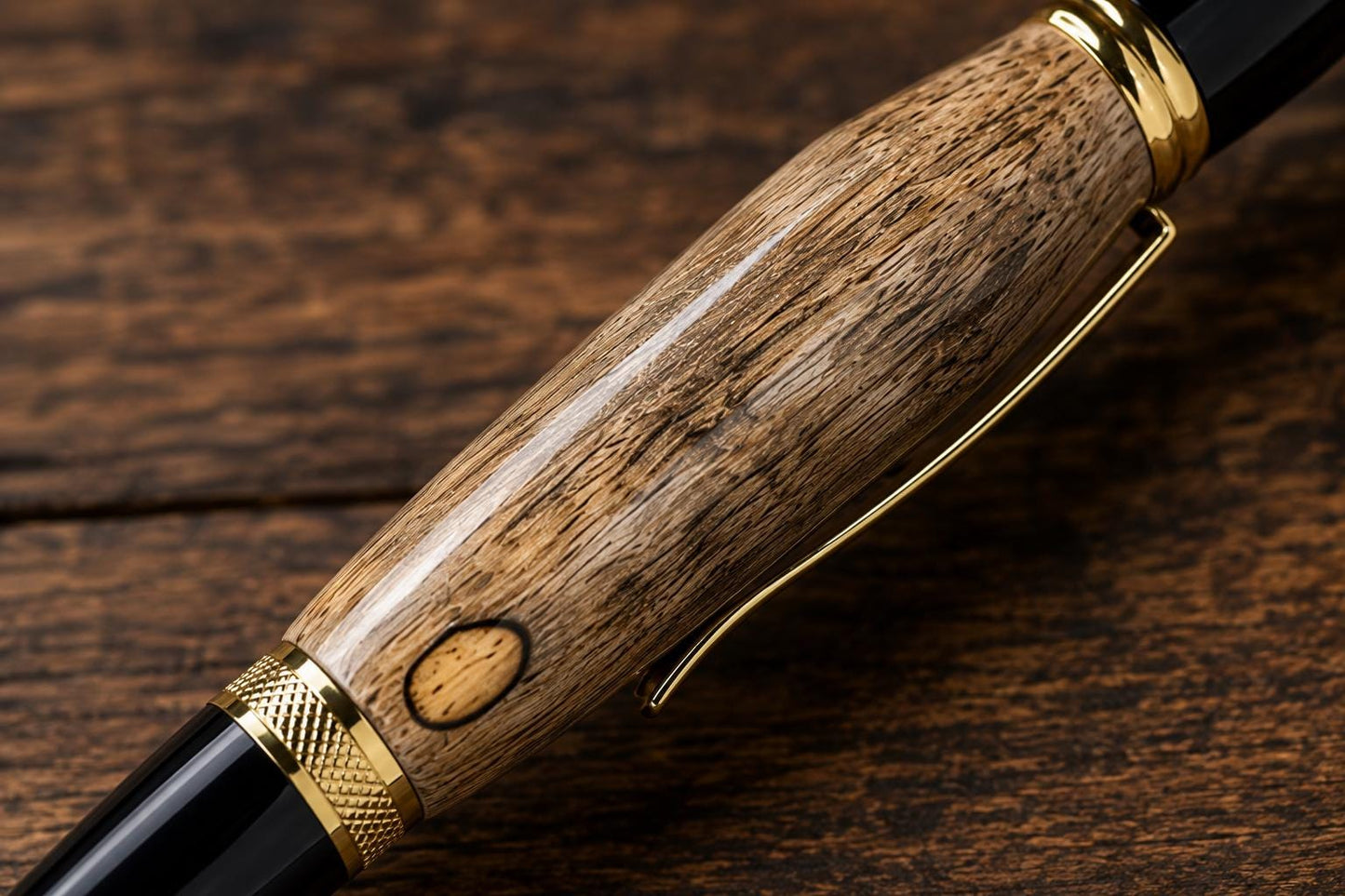Handcrafted Spalted Tamarind Noir Pen – Black & Gold Executive Writing Instrument (Gift Box)