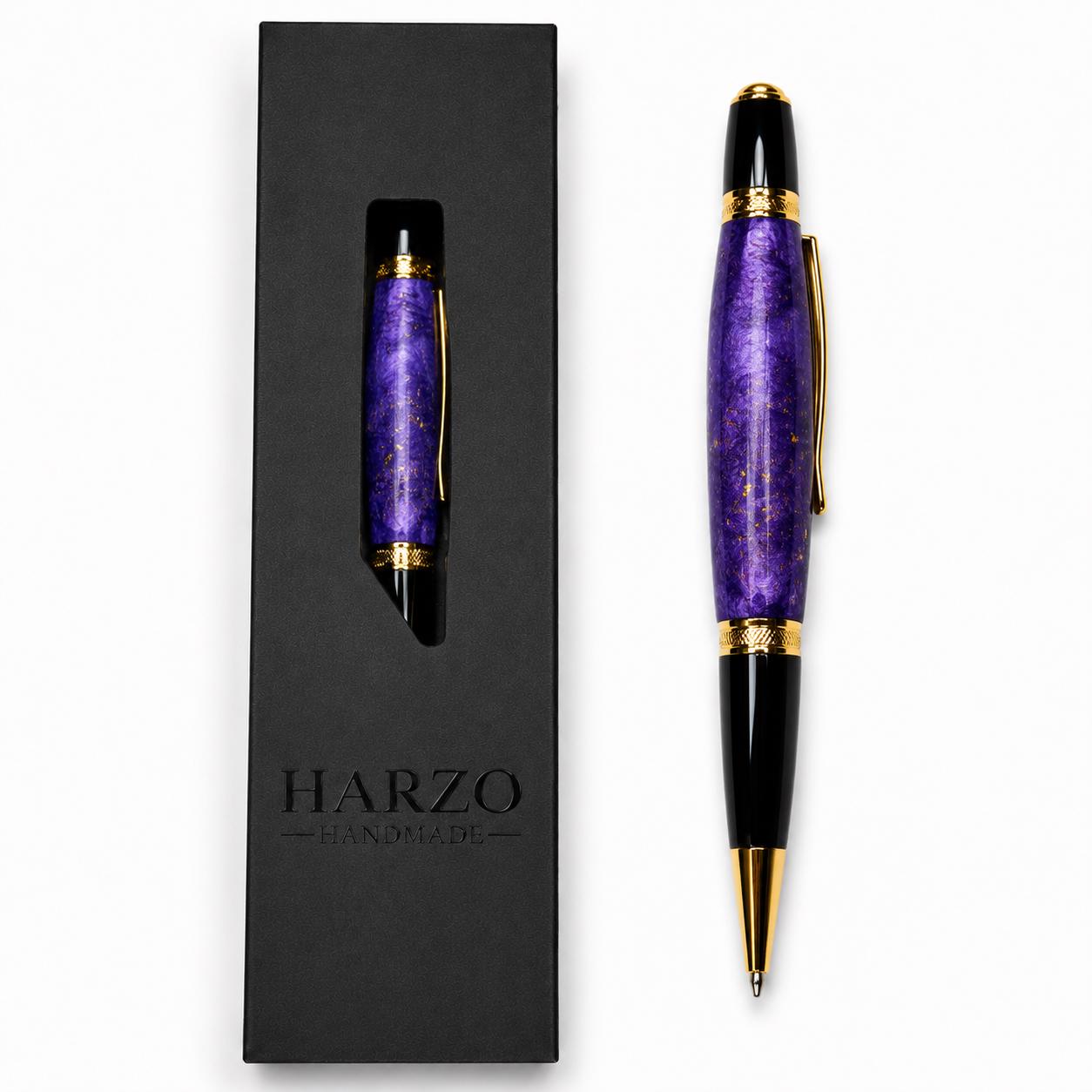 Handcrafted Purple Dyed Maple Burl Pen | Luxury Executive Ballpoint (Unique Grain)