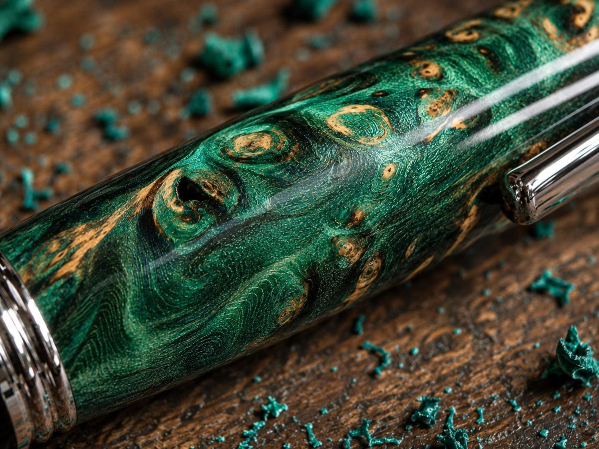 Green Dyed Maple Burl Pen | Handmade Wood Pen | Unique Executive Pen | Luxury Gift for Him | Handmade Wooden Pen | Harzo Handcrafted