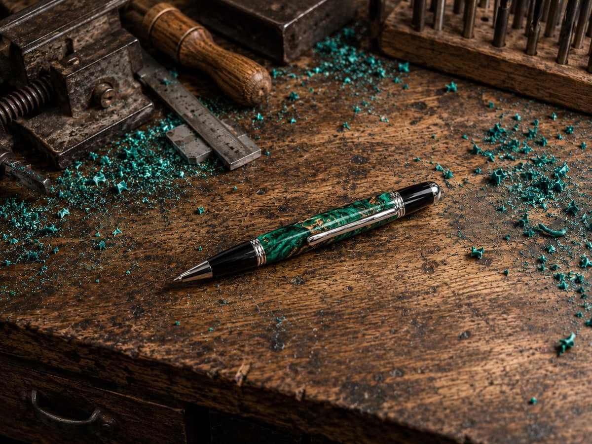 Green Dyed Maple Burl Pen | Handmade Wood Pen | Unique Executive Pen | Luxury Gift for Him | Handmade Wooden Pen | Harzo Handcrafted